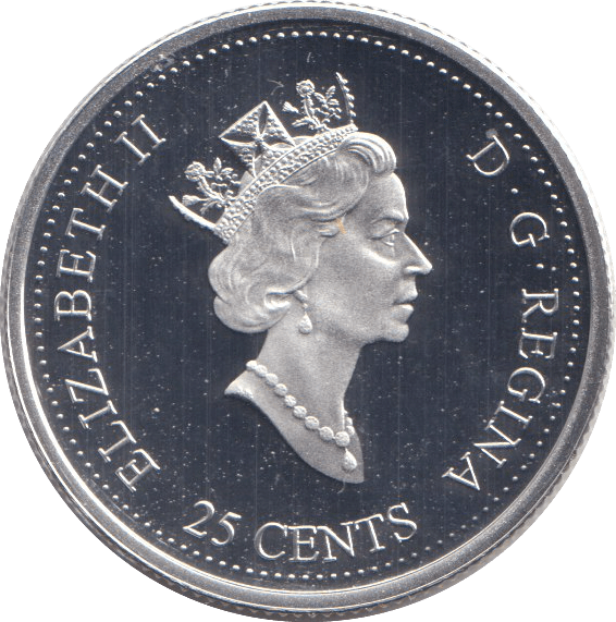 2000 SILVER 25 CENTS CANADA - SILVER WORLD COINS - Cambridgeshire Coins