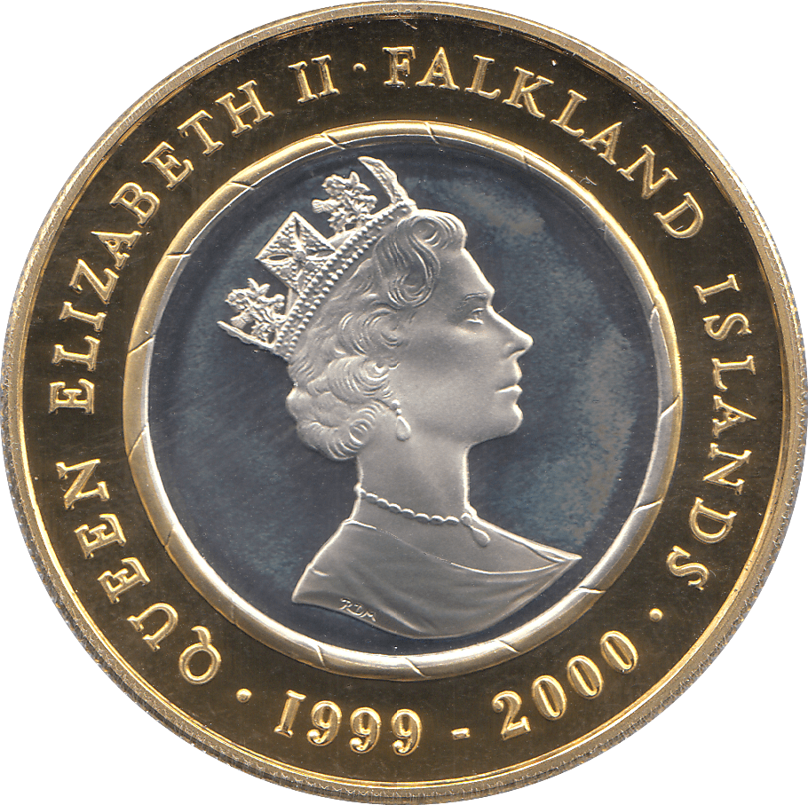 2000 SILVER MILLENIUM COIN TWO POUNDS FALKLAND ISLANDS ( PROOF ) - SILVER PROOF - Cambridgeshire Coins