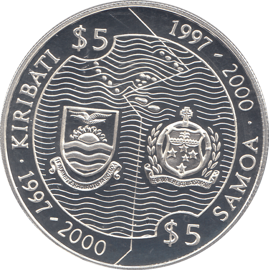 2000 SILVER MILLENNIUM COIN FIVE DOLLARS KIRIBATI SAMOA ( PROOF ) - SILVER PROOF - Cambridgeshire Coins