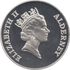 2000 SILVER MILLENNIUM COIN FIVE POUNDS ALDERNEY ( PROOF ) - SILVER PROOF - Cambridgeshire Coins