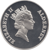 2000 SILVER MILLENNIUM COIN FIVE POUNDS ALDERNEY ( PROOF ) - SILVER PROOF - Cambridgeshire Coins