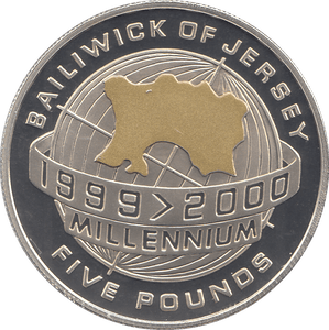 2000 SILVER MILLENNIUM COIN FIVE POUNDS JERSEY ( PROOF ) - SILVER PROOF - Cambridgeshire Coins