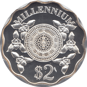 2000 SILVER MILLENNIUM COIN TWO DOLLARS CAYMAN ISLANDS ( PROOF ) - SILVER PROOF - Cambridgeshire Coins