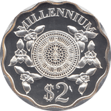 2000 SILVER MILLENNIUM COIN TWO DOLLARS CAYMAN ISLANDS ( PROOF ) - SILVER PROOF - Cambridgeshire Coins