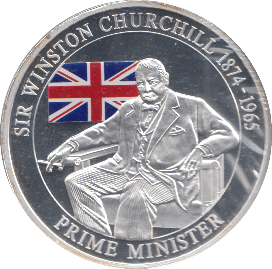 2000 SILVER PLATED WINSTON CHURCHILL COMMEMORATIVE COIN - WORLD COINS - Cambridgeshire Coins