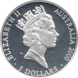 2000 SILVER PROOF 5 DOLLAR AUSTRALIA FESTIVAL OF DREAMING - SILVER WORLD COINS - Cambridgeshire Coins