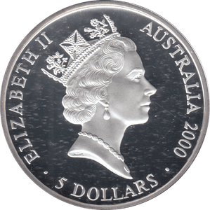2000 SILVER PROOF 5 DOLLAR AUSTRALIA KANGAROO - SILVER WORLD COINS - Cambridgeshire Coins