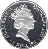 2000 SILVER PROOF 5 DOLLAR AUSTRALIA KANGAROO - SILVER WORLD COINS - Cambridgeshire Coins