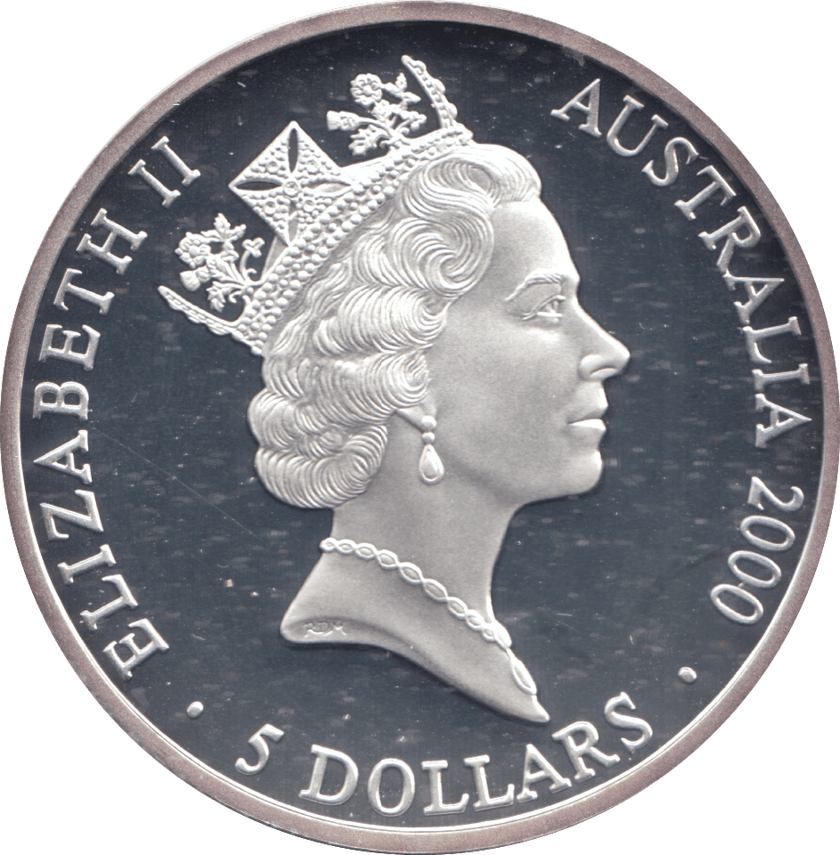 2000 SILVER PROOF 5 DOLLAR AUSTRALIA MAP - SILVER WORLD COINS - Cambridgeshire Coins