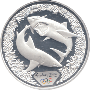 2000 SILVER PROOF 5 DOLLAR AUSTRALIA SHARKS - SILVER WORLD COINS - Cambridgeshire Coins