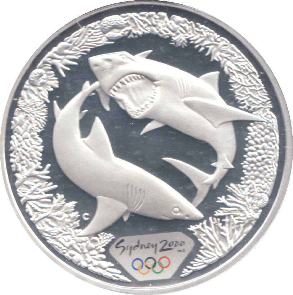 2000 SILVER PROOF 5 DOLLAR AUSTRALIA SHARKS - SILVER WORLD COINS - Cambridgeshire Coins