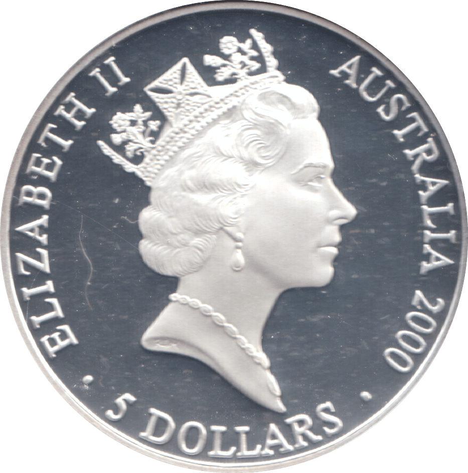 2000 SILVER PROOF 5 DOLLAR AUSTRALIA SHARKS - SILVER WORLD COINS - Cambridgeshire Coins