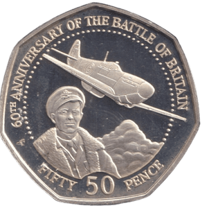 2000 SILVER PROOF 50P 60TH ANNIVERSARY OF THE BATTLE OF BRITAIN - 50P Silver Proof - Cambridgeshire Coins