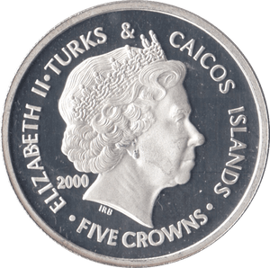 2000 SILVER PROOF BATTLE OF BRITAIN FIVE CROWNS TURKS AND CAICOS - SILVER WORLD COINS - Cambridgeshire Coins