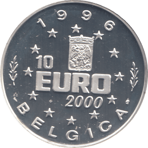 2000 SILVER PROOF BELGIUM 10 EUROS - WORLD COINS - Cambridgeshire Coins