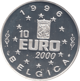 2000 SILVER PROOF BELGIUM 10 EUROS - WORLD COINS - Cambridgeshire Coins
