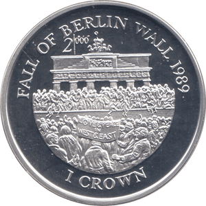 2000 SILVER PROOF FALL OF THE BERLIN WALL COMMEMORATIVE CROWN ISLE OF MAN - SILVER WORLD COINS - Cambridgeshire Coins