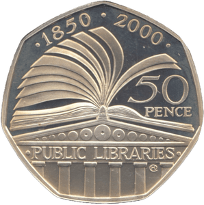 2000 SILVER PROOF FIFTY PENCE PUBLIC LIBRARIES - SILVER WORLD COINS - Cambridgeshire Coins