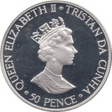 2000 SILVER PROOF FIFTY PENCE TRISTAN DA CUNHA - SILVER WORLD COINS - Cambridgeshire Coins