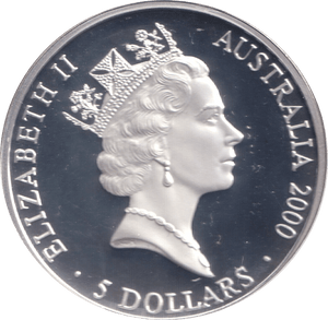 2000 SILVER PROOF FIVE DOLLAR AUSTRALIA - SILVER WORLD COINS - Cambridgeshire Coins