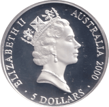 2000 SILVER PROOF FIVE DOLLAR AUSTRALIA - SILVER WORLD COINS - Cambridgeshire Coins
