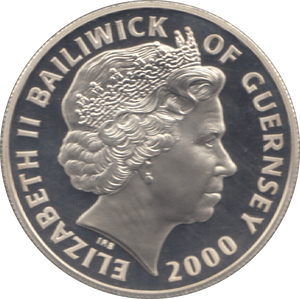 2000 SILVER PROOF FIVE POUNDS GUERNSEY - SILVER WORLD COINS - Cambridgeshire Coins