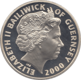 2000 SILVER PROOF FIVE POUNDS GUERNSEY - SILVER WORLD COINS - Cambridgeshire Coins