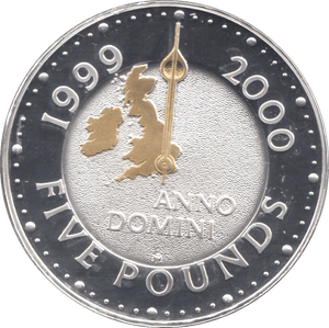 2000 SILVER PROOF FIVE POUNDS UK - SILVER WORLD COINS - Cambridgeshire Coins