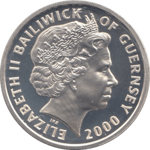 2000 SILVER PROOF QUEEN MOTHERS CENTENARY ONE POUND GUERNSEY - SILVER WORLD COINS - Cambridgeshire Coins