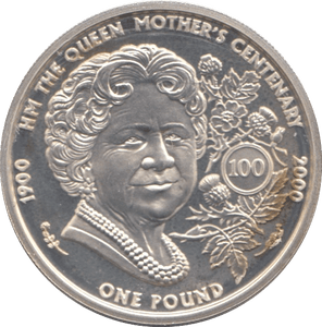 2000 SILVER PROOF QUEEN MOTHERS CENTENARY ONE POUND GUERNSEY - SILVER WORLD COINS - Cambridgeshire Coins