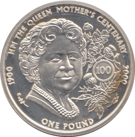2000 SILVER PROOF QUEEN MOTHERS CENTENARY ONE POUND GUERNSEY - SILVER WORLD COINS - Cambridgeshire Coins