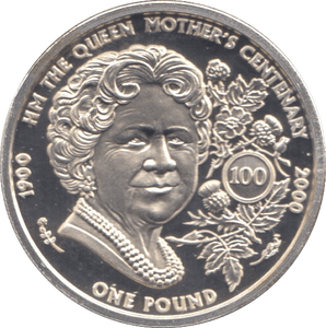 2000 SILVER PROOF QUEEN MOTHERS CENTENARY ONE POUND GUERNSEY - SILVER WORLD COINS - Cambridgeshire Coins