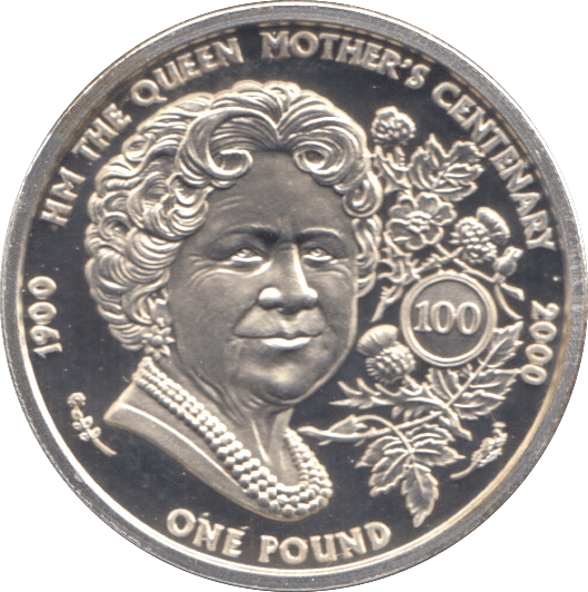 2000 SILVER PROOF QUEEN MOTHERS CENTENARY ONE POUND GUERNSEY - SILVER WORLD COINS - Cambridgeshire Coins