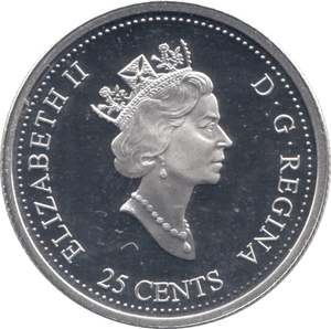 2000 SILVER PROOF TWENTY FIVE CENTS CANADA - SILVER WORLD COINS - Cambridgeshire Coins