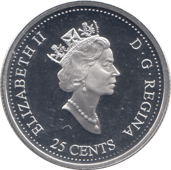 2000 SILVER PROOF TWENTY FIVE CENTS CANADA - SILVER WORLD COINS - Cambridgeshire Coins