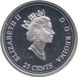 2000 SILVER PROOF TWENTY FIVE CENTS CANADA - SILVER WORLD COINS - Cambridgeshire Coins