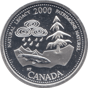 2000 SILVER PROOF TWENTY FIVE CENTS CANADA - SILVER WORLD COINS - Cambridgeshire Coins