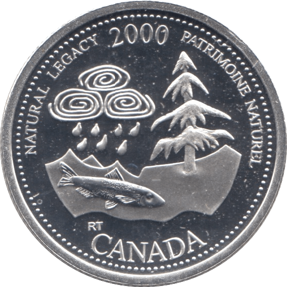 2000 SILVER PROOF TWENTY FIVE CENTS CANADA - SILVER WORLD COINS - Cambridgeshire Coins