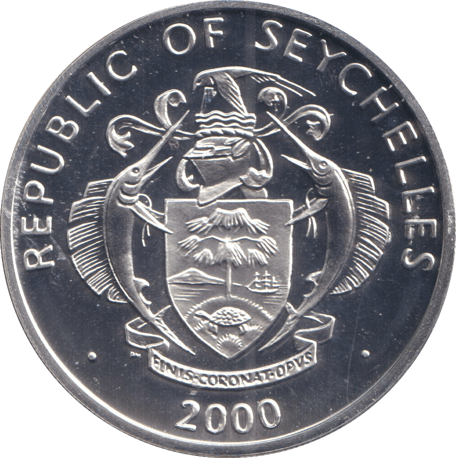 2000 SILVER TWENTY FIVE RUPEES REPUBLIC OF SEYCHELLES QUEEN MOTHER - SILVER WORLD COINS - Cambridgeshire Coins