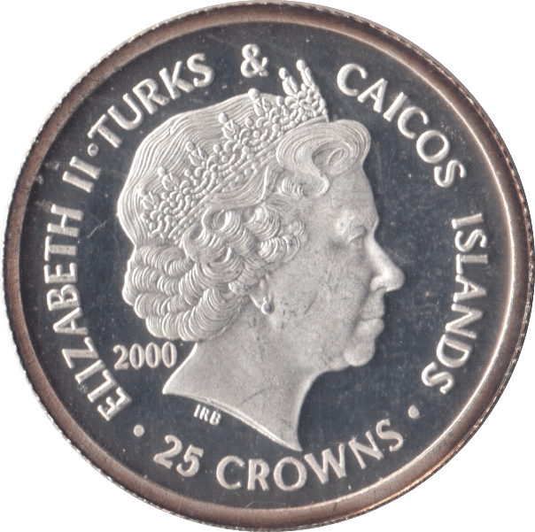 2000 TWENTY FIVE CROWN MILLENIUM TURKS AND CAICOS - WORLD COINS - Cambridgeshire Coins
