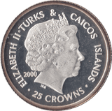 2000 TWENTY FIVE CROWN MILLENIUM TURKS AND CAICOS - WORLD COINS - Cambridgeshire Coins