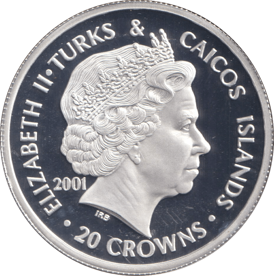 2001 20 CROWNS SILVER PROOF WILLIAM AND MARY - WOR - Cambridgeshire Coins