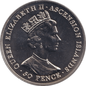 2001 50 PENCE ASCENSION ISLANDS - QUEEN ELIZABETH 75TH BIRTHDAY - WORLD COINS - Cambridgeshire Coins