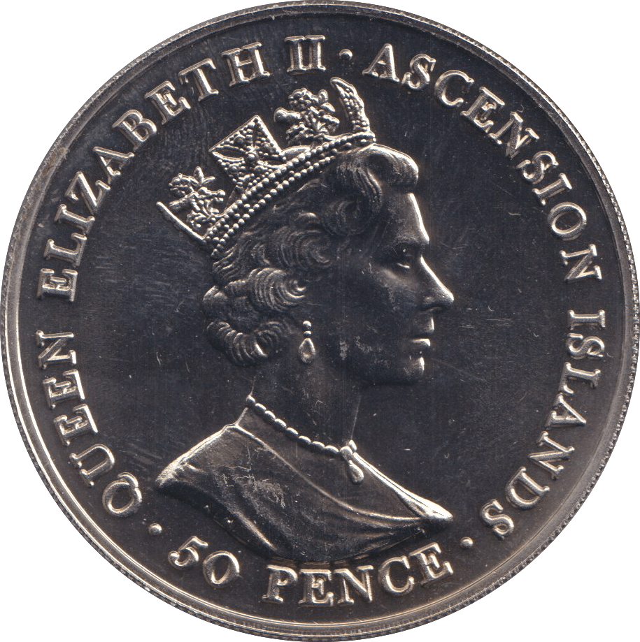 2001 50 PENCE ASCENSION ISLANDS - QUEEN ELIZABETH 75TH BIRTHDAY - WORLD COINS - Cambridgeshire Coins