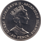 2001 50 PENCE ASCENSION ISLANDS - QUEEN ELIZABETH 75TH BIRTHDAY - WORLD COINS - Cambridgeshire Coins