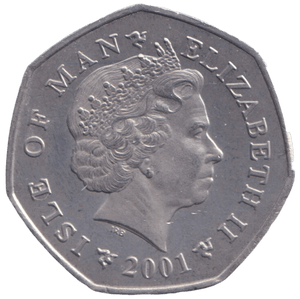 2001 CHRISTMAS 50P POSTMAN ISLE OF MAN ( UNC ) BB - 50P REGIONAL ISSUES - Cambridgeshire Coins