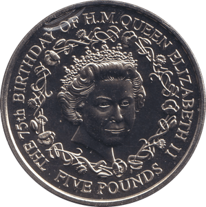 2001 FIVE POUNDS 75TH BIRTHDAY OF HM QUEEN - WORLD COINS - Cambridgeshire Coins