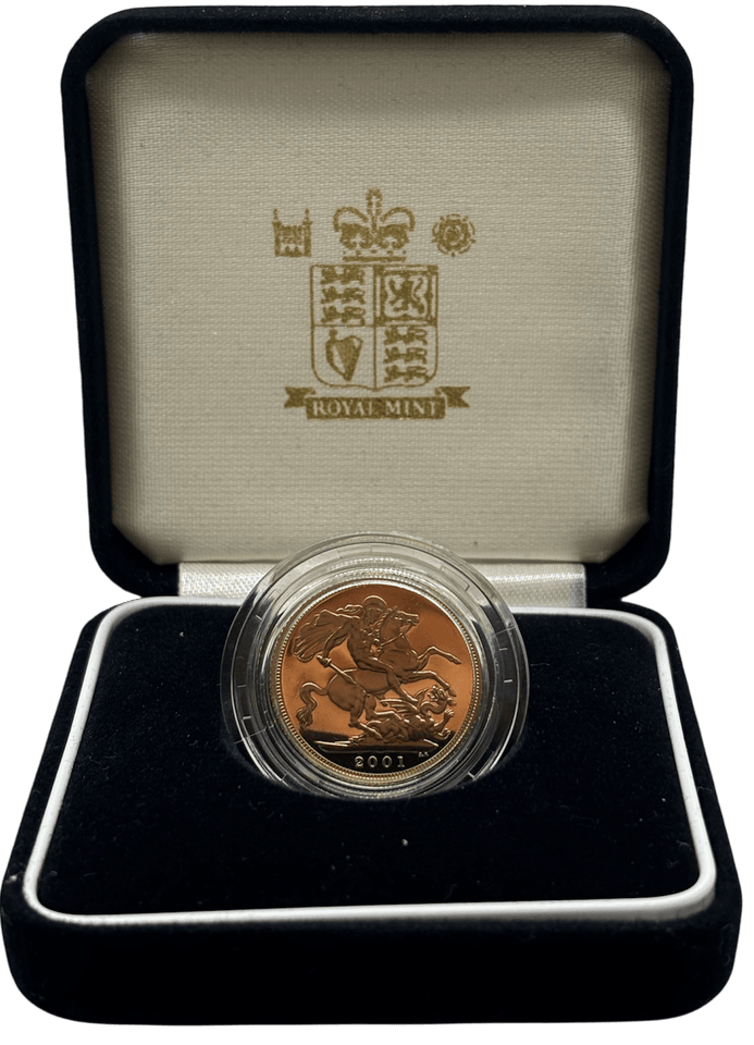 2001 GOLD PROOF SOVEREIGN BOXED - GOLD PROOF SOVEREIGNS - Cambridgeshire Coins