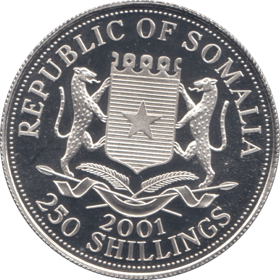 2001 SILVER 250 SHILLING QUEEN VICTORIA REPUBLIC OF SOMALIA - SILVER WORLD COINS - Cambridgeshire Coins