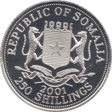 2001 SILVER 250 SHILLING QUEEN VICTORIA REPUBLIC OF SOMALIA - SILVER WORLD COINS - Cambridgeshire Coins